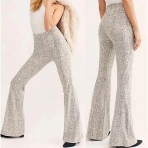 Free People Penny Pull On Snake Print Flare Leg Pants